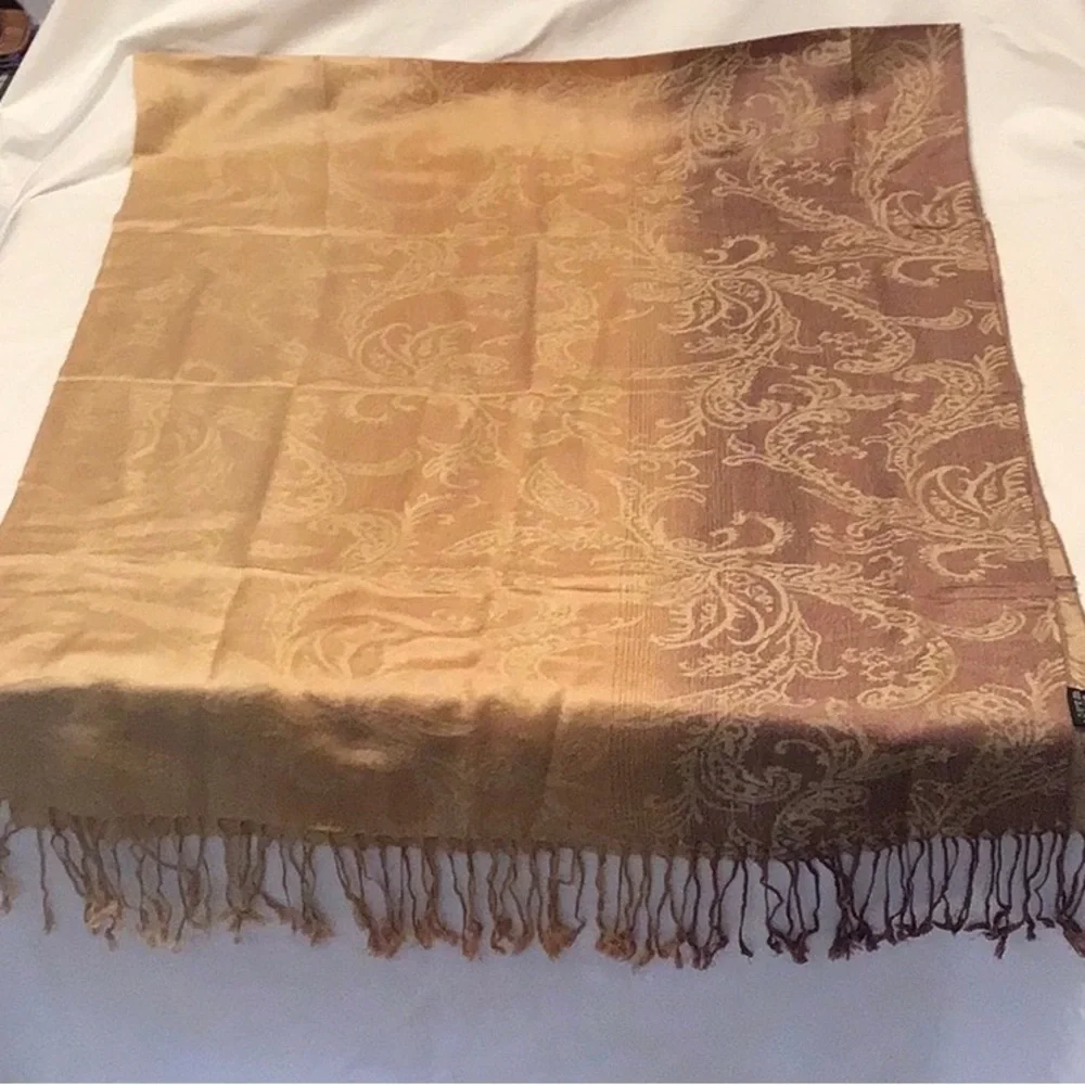 Silk feel golden ombré shawl or evening wrap